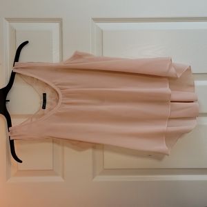 Cute Medium Pink-Cream Sleeveless Sheer Blouse